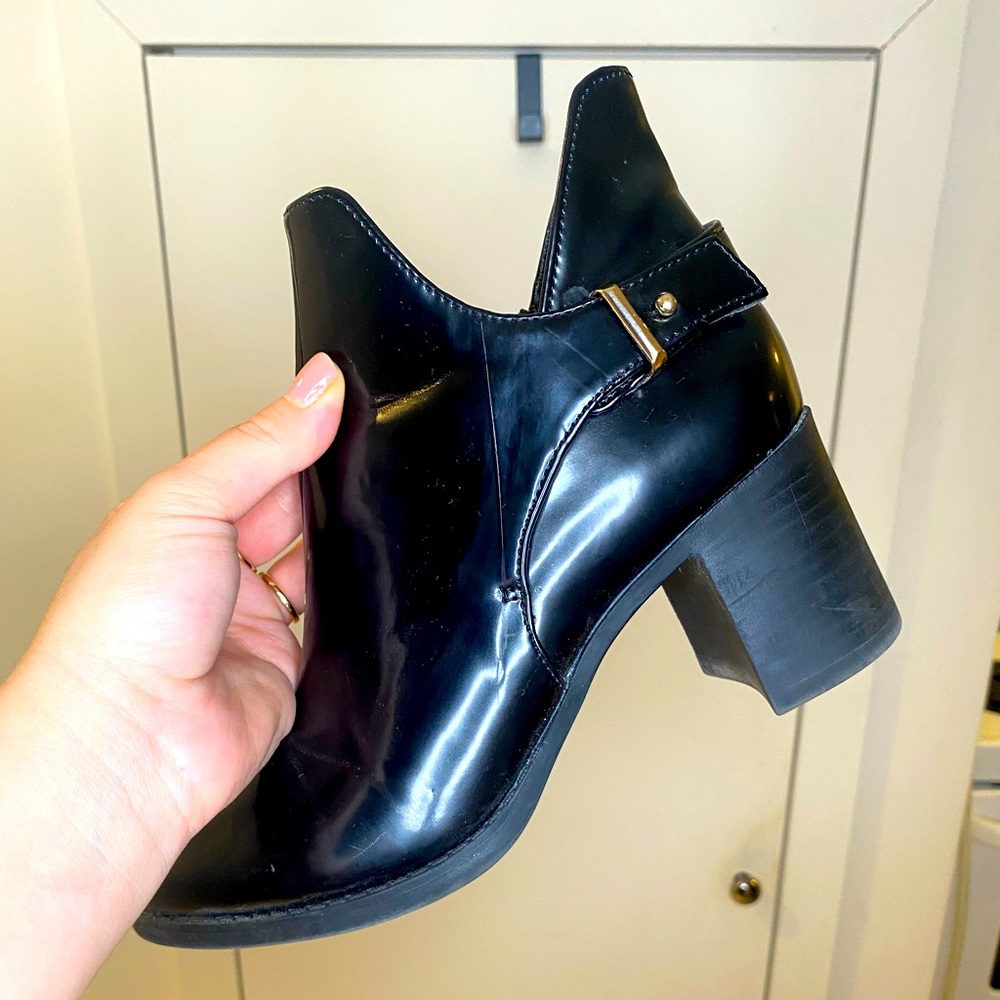 ZARA Patent Faux Leather Ankle Boots